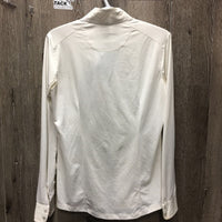 LS Sun Show Shirt, 1/3 Snap Up, snap Collar, mesh sleeves *gc, stained: cuffs & collar, snags, pits, undone seam
