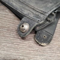 Pr Leather Half Chaps *gc/fair, rubs, dirty, stretched elastic, hairy velcro, NO Zipper Covers, older
