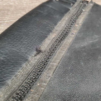 Pr Leather Half Chaps *gc/fair, rubs, dirty, stretched elastic, hairy velcro, NO Zipper Covers, older

