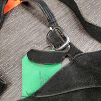 Full Suede Chaps *gc/fair, faded, v.rubbed, stains, older, dirty, stiff, marks, unstitched strap
