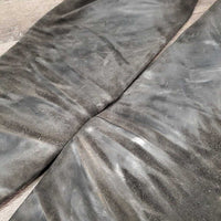 Full Suede Chaps *gc/fair, faded, v.rubbed, stains, older, dirty, stiff, marks, unstitched strap
