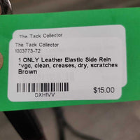 1 ONLY Leather Elastic Side Rein *vgc, clean, creases, dry, scratches
