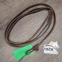 1 ONLY Narrow Leather Split Rein, 1 leather tie *gc, dry, mnr dirt/residue, stiff, bent/folded
