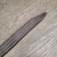 1 ONLY Narrow Leather Split Rein, 1 leather tie *gc, dry, mnr dirt/residue, stiff, bent/folded
