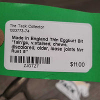 Thin Eggbutt Bit *fair/gc, v.stained, chews, discolored, older, loose joints
