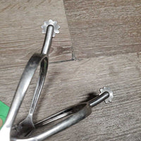 Pr Flat Dressage 9 Point Rowel Spurs *vgc, clean, rubs, scratches, stains
