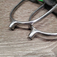 Pr POW Spurs, Braided Nylon Spur Straps *gc/fair, dirty, scratches, BROKEN buckle, stiff, oxidized
