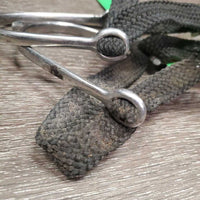 Pr POW Spurs, Braided Nylon Spur Straps *gc/fair, dirty, scratches, BROKEN buckle, stiff, oxidized
