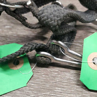 Pr POW Spurs, Braided Nylon Spur Straps *gc/fair, dirty, scratches, BROKEN buckle, stiff, oxidized
