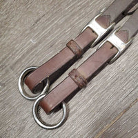 Thick Adjustable Running Martingale Attachment ONLY, buckle end, snap *gc/fair, dirty, stiff, dryt, older, rubs, slice
