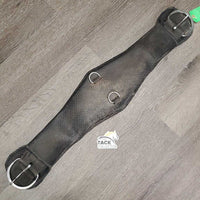 Wide Neoprene Cinch, 2x D Rings *fair/poor, v.dry, stiff & edge cracks, edge rubs & holes, older
