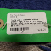 Wool Western Saddle Blanket *gc, v. hairy, pilly, loose seams, dirty, pulls, snags, rubs