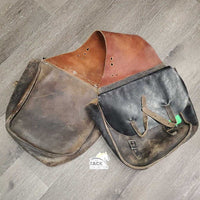 Leather Saddle Bag *gc/fair, older, v.dry, rubbed & faded, scratches
