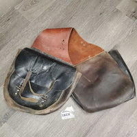 Leather Saddle Bag *gc/fair, older, v.dry, rubbed & faded, scratches
