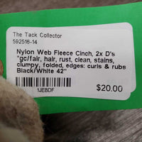 Nylon Web Fleece Cinch, 2x D's *gc/fair, hair, rust, clean, stains, clumpy, folded, edges: curls & rubs
