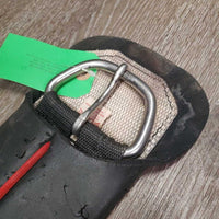 Thick Soft Neoprene Cinch, 2x D Rings *gc/fair, clean & residue, chipped & rips, older, stains, faded
