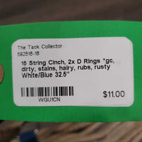 15 String Cinch, 2x D Rings *gc, dirty, stains, hairy, rubs, rusty
