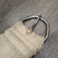 29 String Wide Roper Cinch, Leather Center, 2x D Rings *fair, twisted & rusty D's, stains, discolored, rubs, dirty, hairy
