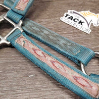 Thick Nylon Halter *gc/fair, stains, discolored, rubs & frays, faded, missing grommet, older
