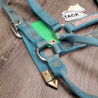 Thick Nylon Halter *gc/fair, stains, discolored, rubs & frays, faded, missing grommet, older
