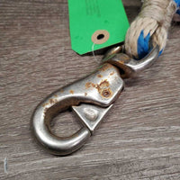 Stiff Nylon Lead Rope, bull snap *gc/fair, v.frayed & rubbed, rusty, dingy
