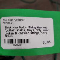 Thick Hvy Nylon String Hay Net *gc/fair, stains, frays, dirty, older, broken & chewed strings, rusty
