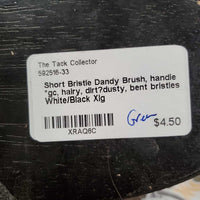 Short Bristle Dandy Brush, handle *gc, hairy, dirt?dusty, bent bristles
