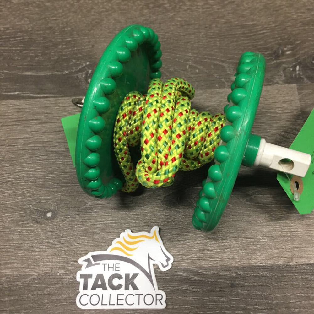 Plastic Treat Holder, rope *vgc, mnr dirt, scuffs, plastic insert
