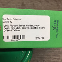 Plastic Treat Holder, rope *vgc, mnr dirt, scuffs, plastic insert
