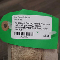 Pr Closed Boots, velcro *fair, rubs, hairy, dingy, dirty, stains, discolored/yellowed, hole, v.pilly

