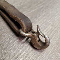 Fleece Lined Wide Leather Breastcollar *fair/poor, cracks, dry, clumpy, hair, stiff, stains, older, rusty, needs new straps, fleece pulling off
