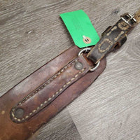 Fleece Lined Wide Leather Breastcollar *fair/poor, cracks, dry, clumpy, hair, stiff, stains, older, rusty, needs new straps, fleece pulling off
