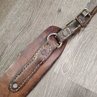 Fleece Lined Wide Leather Breastcollar *fair/poor, cracks, dry, clumpy, hair, stiff, stains, older, rusty, needs new straps, fleece pulling off
