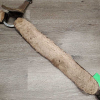 Fleece Lined Wide Leather Breastcollar *fair/poor, cracks, dry, clumpy, hair, stiff, stains, older, rusty, needs new straps, fleece pulling off
