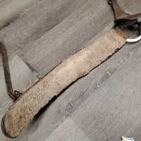 Fleece Lined Wide Leather Breastcollar *fair/poor, cracks, dry, clumpy, hair, stiff, stains, older, rusty, needs new straps, fleece pulling off
