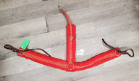 Nylon Web & Thick Fleece Breastcollar, spring snap, leather straps *gc, hairy, clumpy, older, rusty, scrapes
