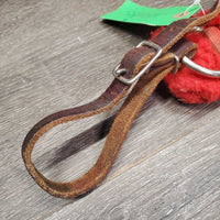 Nylon Web & Thick Fleece Breastcollar, spring snap, leather straps *gc, hairy, clumpy, older, rusty, scrapes
