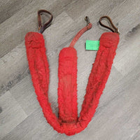 Nylon Web & Thick Fleece Breastcollar, spring snap, leather straps *gc, hairy, clumpy, older, rusty, scrapes
