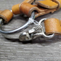 Thick Western Running Martingale, snap *fair, older, v.dry, v.stiff, cracking, xholes, stains, mnr undone stitching, too small snap
