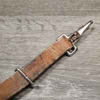 Thick Western Running Martingale, snap *fair, older, v.dry, v.stiff, cracking, xholes, stains, mnr undone stitching, too small snap
