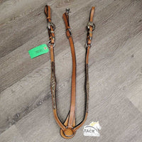 Silver/Leather Headstall, Breastplate *gc/fair, clean, stains, edge scrapes & rubs, mnr creases, TORN Holes, Missing screws
