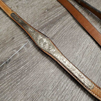 Silver/Leather Headstall, Breastplate *gc/fair, clean, stains, edge scrapes & rubs, mnr creases, TORN Holes, Missing screws
