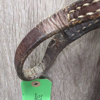 Leather Headstall *gc/fair, cracks, dry, stiff, dirt, residue, scraped & chewed? edges, older, xholes
