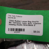 Thick Rubber Loose Ring Snaffle Bit *fair/poor, rusty, dirty, v.chewed, missing chunks
