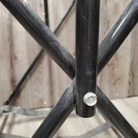 Narrow Metal Folding Saddle Rack, nylon web bottom *gc, dusty, scratches, rust, tape, scrapes
