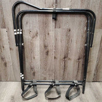 Narrow Metal Folding Saddle Rack, nylon web bottom *gc, dusty, scratches, rust, tape, scrapes