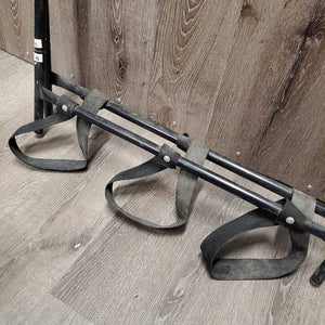 Narrow Metal Folding Saddle Rack, nylon web bottom *gc, dusty, scratches, rust, tape, scrapes