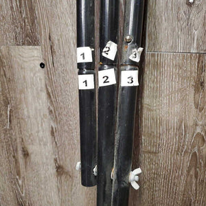 Narrow Metal Folding Saddle Rack, nylon web bottom *gc, dusty, scratches, rust, tape, scrapes