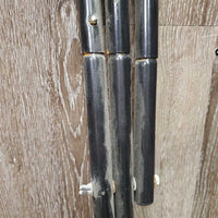 Narrow Metal Folding Saddle Rack, nylon web bottom *gc, dusty, scratches, rust, tape, scrapes

