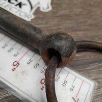 VINTAGE - NOT suitable to USE Hvy Loose Ring Mullen Mouth Bit *fair, rusty, v.bent, older, pitted
